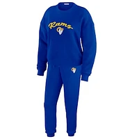 Women's WEAR by Erin Andrews  Cream Los Angeles Rams Knitted Tri-Blend Long Sleeve T-Shirt & Pants Lounge Set