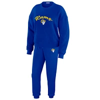 Women's WEAR by Erin Andrews  Cream Los Angeles Rams Knitted Tri-Blend Long Sleeve T-Shirt & Pants Lounge Set