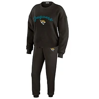 Women's WEAR by Erin Andrews  Cream Jacksonville Jaguars Knitted Tri-Blend Long Sleeve T-Shirt & Pants Lounge Set