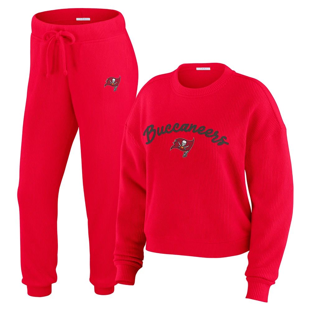 Women's WEAR by Erin Andrews  Cream Tampa Bay Buccaneers Knitted Tri-Blend Long Sleeve T-Shirt & Pants Lounge Set