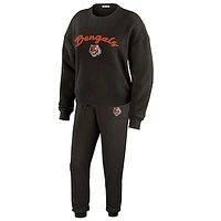 Women's WEAR by Erin Andrews  Cream Cincinnati Bengals Knitted Tri-Blend Long Sleeve T-Shirt & Pants Lounge Set