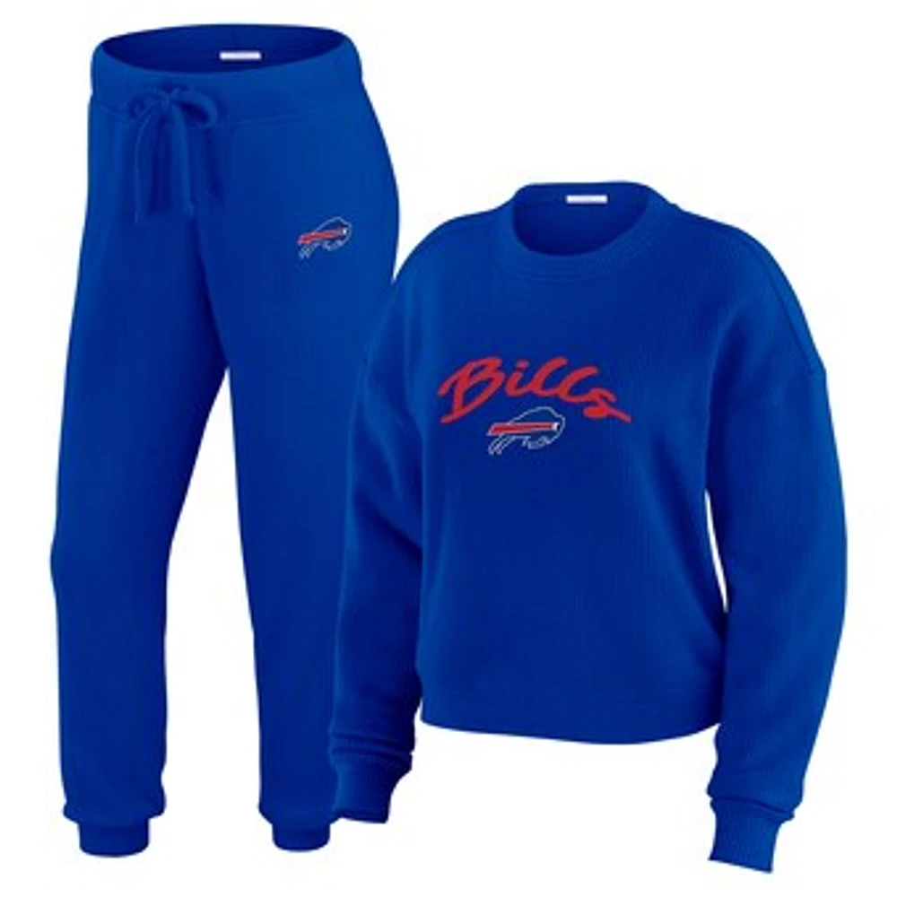 Women's WEAR by Erin Andrews  Cream Buffalo Bills Knitted Tri-Blend Long Sleeve T-Shirt & Pants Lounge Set