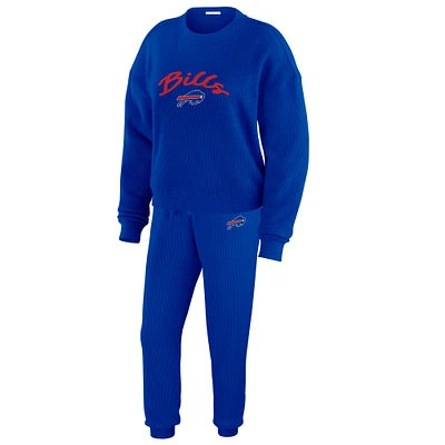 Women's WEAR by Erin Andrews  Cream Buffalo Bills Knitted Tri-Blend Long Sleeve T-Shirt & Pants Lounge Set