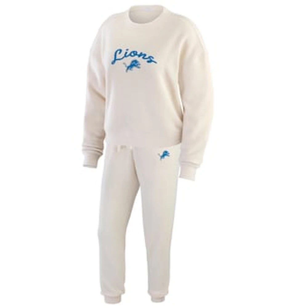 Women's WEAR by Erin Andrews  Cream Detroit Lions Knitted Tri-Blend Long Sleeve T-Shirt & Pants Lounge Set