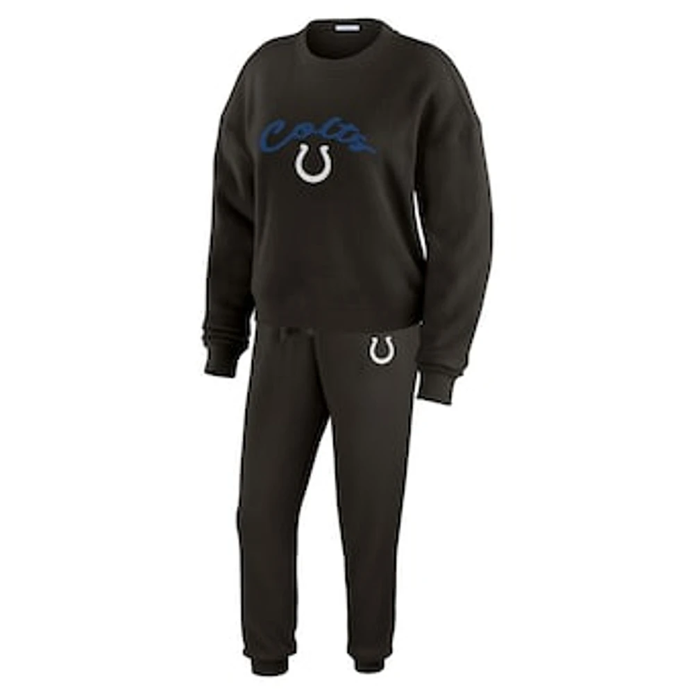 Women's WEAR by Erin Andrews  Cream Indianapolis Colts Knitted Tri-Blend Long Sleeve T-Shirt & Pants Lounge Set