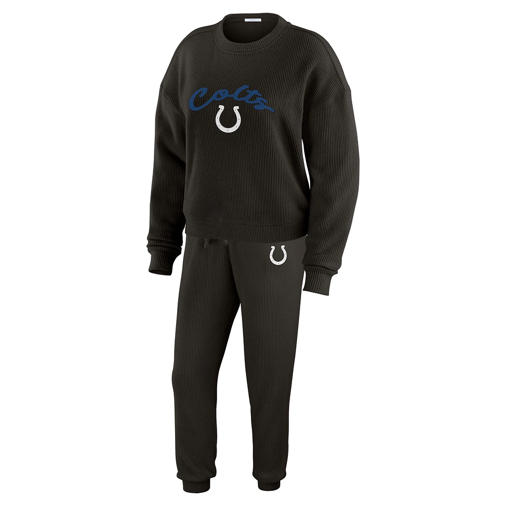 Women's WEAR by Erin Andrews  Cream Indianapolis Colts Knitted Tri-Blend Long Sleeve T-Shirt & Pants Lounge Set