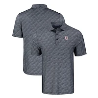 Men's Cutter & Buck Black Birmingham Barons Pike Eco Pebble Print Stretch Recycled Polo