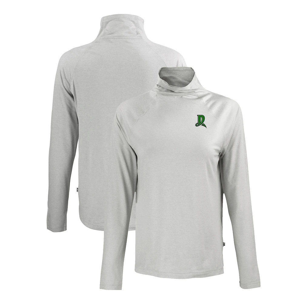 Women's Cutter & Buck Gray Dayton Dragons Coastline Epic Comfort Eco Recycled Funnel Neck Raglan Pullover Top