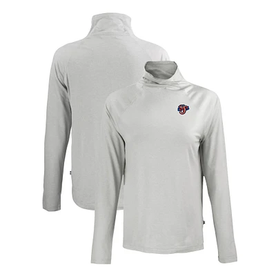 Women's Cutter & Buck Gray Jacksonville Jumbo Shrimp Coastline Epic Comfort Eco Recycled Funnel Neck Raglan Pullover Top