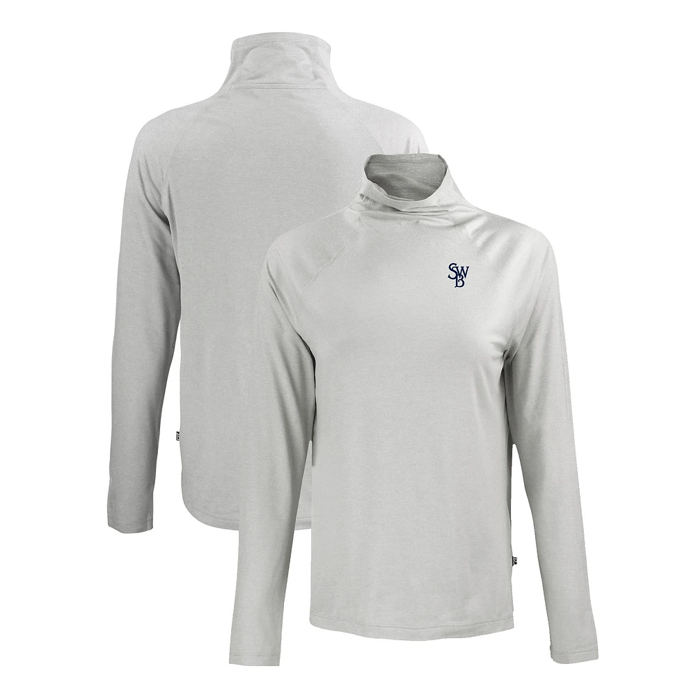 Women's Cutter & Buck Gray Scranton Wilkes-Barre RailRiders Coastline Epic Comfort Eco Recycled Funnel Neck Raglan Pullover Top