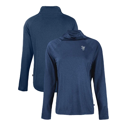 Women's Cutter & Buck Navy Scranton Wilkes-Barre RailRiders Coastline Epic Comfort Eco Recycled Funnel Neck Raglan Pullover Top