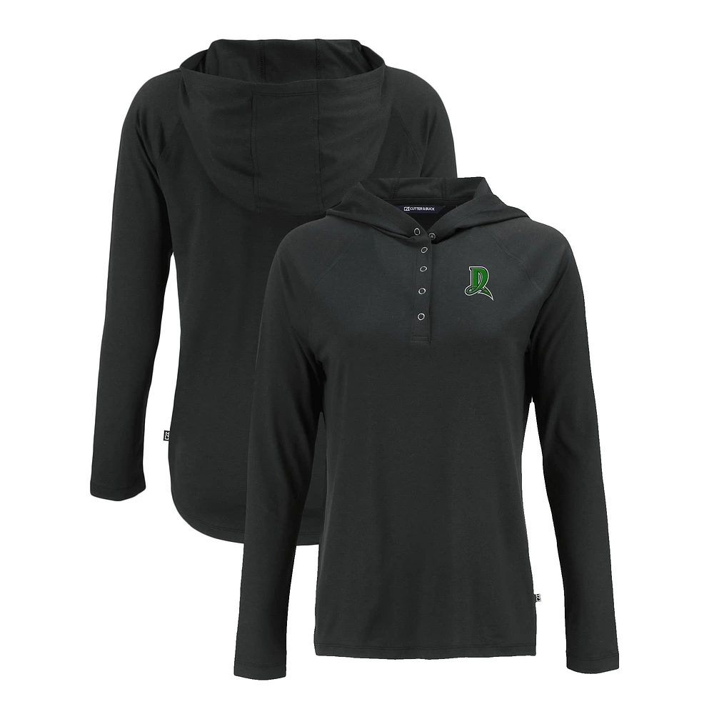 Women's Cutter & Buck Black Dayton Dragons Coastline Epic Comfort Eco Recycled Long Sleeve Hoodie T-Shirt