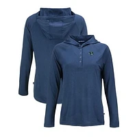 Women's Cutter & Buck Navy Gwinnett Stripers Coastline Epic Comfort Eco Recycled Long Sleeve Hoodie T-Shirt