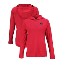 Women's Cutter & Buck Red Binghamton Rumble Ponies Coastline Epic Comfort Eco Recycled Long Sleeve Hoodie T-Shirt