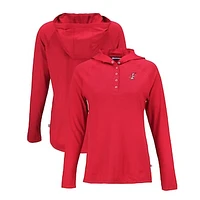 Women's Cutter & Buck Red Albuquerque Isotopes Coastline Epic Comfort Eco Recycled Long Sleeve Hoodie T-Shirt