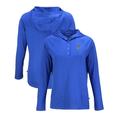 Women's Cutter & Buck Blue Hartford Yard Goats Coastline Epic Comfort Eco Recycled Long Sleeve Hoodie T-Shirt