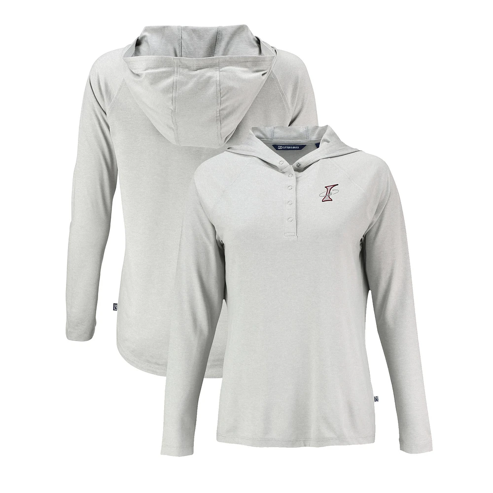 Women's Cutter & Buck Gray Albuquerque Isotopes Coastline Epic Comfort Eco Recycled Long Sleeve Hoodie T-Shirt