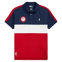 Unisex Polo Ralph Lauren Navy/Red Team USA Paris 2024 Summer Paralympics Villagewear Color-Block CLARUS® Polo