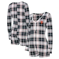 Women's Concepts Sport Black San Francisco Giants Ashford Plaid V-Neck Knit Romper