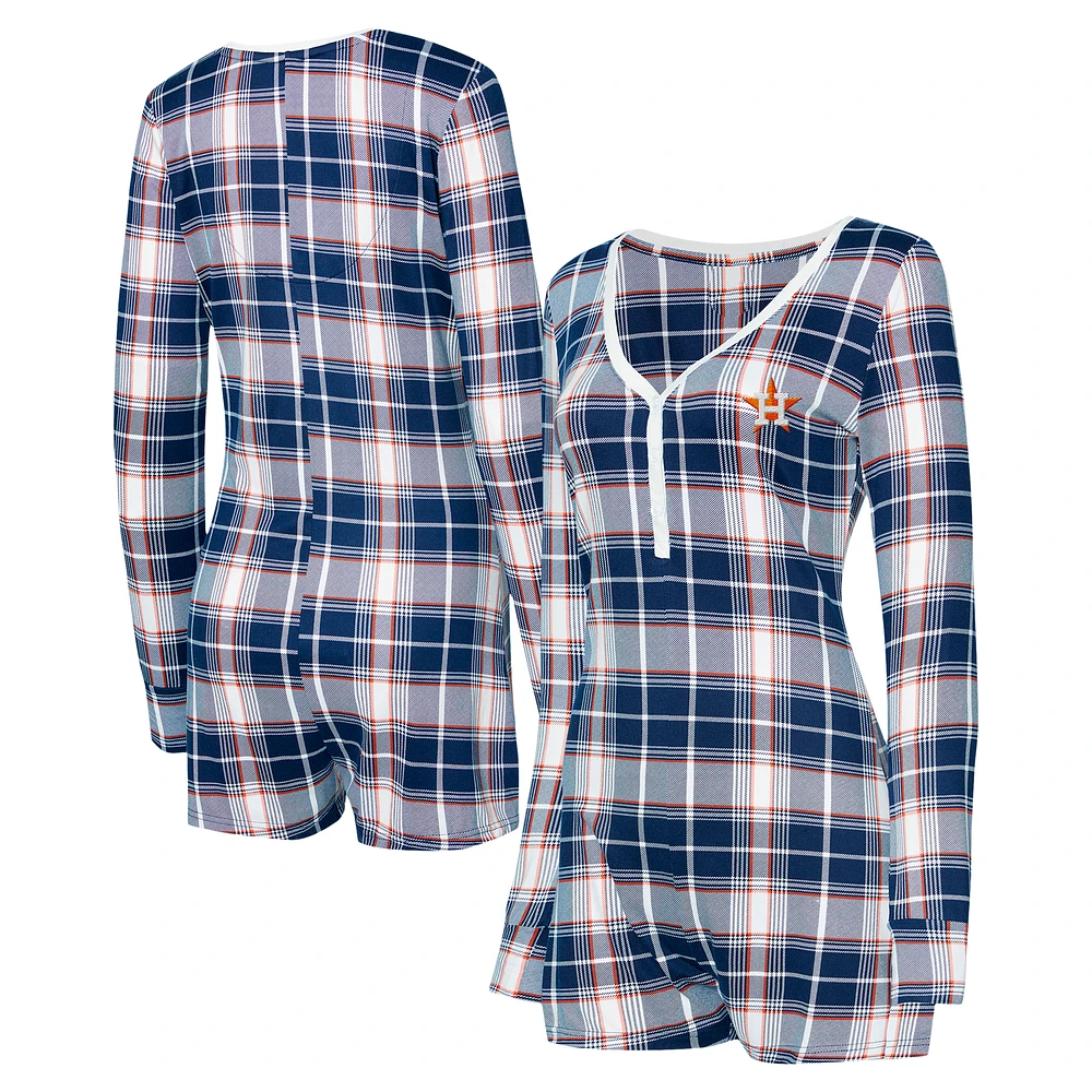 Women's Concepts Sport Navy Houston Astros Ashford Plaid V-Neck Knit Romper