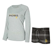 Women's Concepts Sport San Diego Padres Petition Long Sleeve Top and Short Set