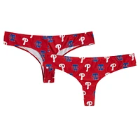 Women's Concepts Sport Red Philadelphia Phillies Record Allover Print Knit Thong