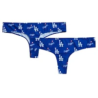 Women's Concepts Sport Royal Los Angeles Dodgers Record Allover Print Knit Thong