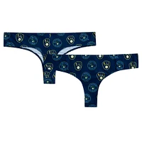 Women's Concepts Sport Navy Milwaukee Brewers Record Allover Print Knit Thong