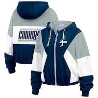 Women's WEAR by Erin Andrews  Navy Dallas Cowboys Color Block Full-Zip Windbreaker Jacket