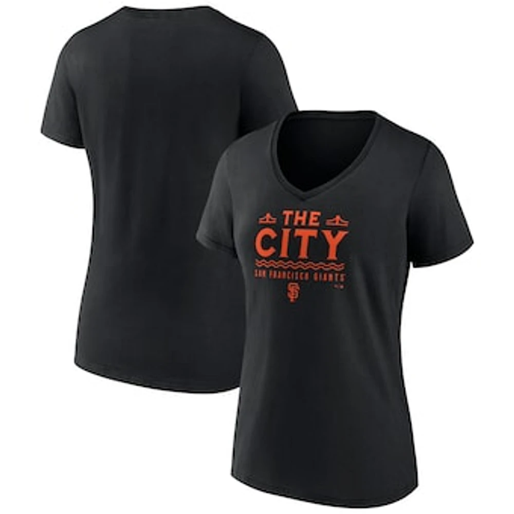 Women's Fanatics Black San Francisco Giants The City V-Neck T-Shirt