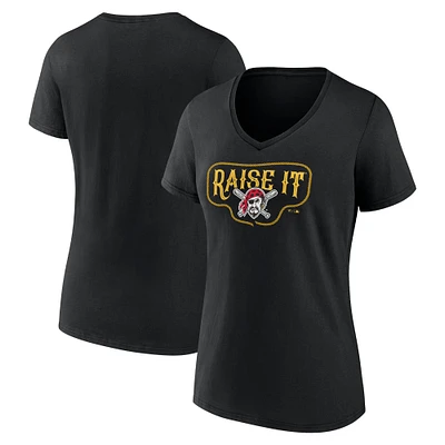 Women's Fanatics  Black Pittsburgh Pirates Raise It V-Neck T-Shirt