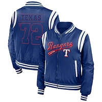 Women's WEAR by Erin Andrews Royal Texas Rangers Football Bomber Jacket