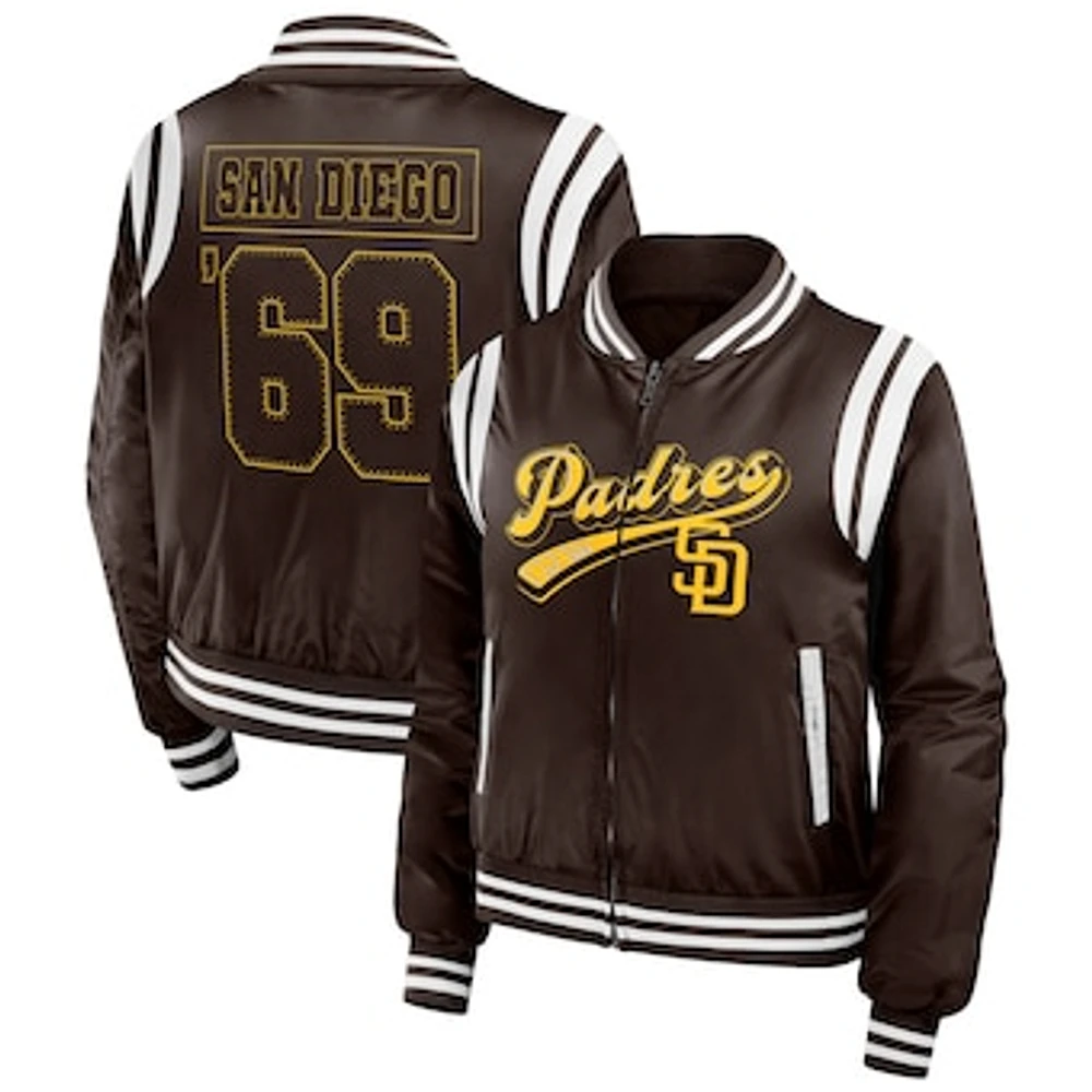 Women's WEAR by Erin Andrews Brown San Diego Padres Football Bomber Jacket