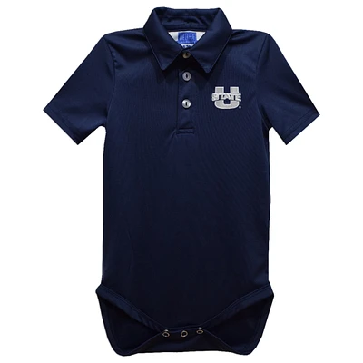 Infant Vive La Fete Navy Utah State Aggies Polo Bodysuit