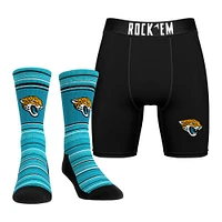 Men's Rock Em Socks Jacksonville Jaguars Primary Crew & Boxer Briefs Combo Pack