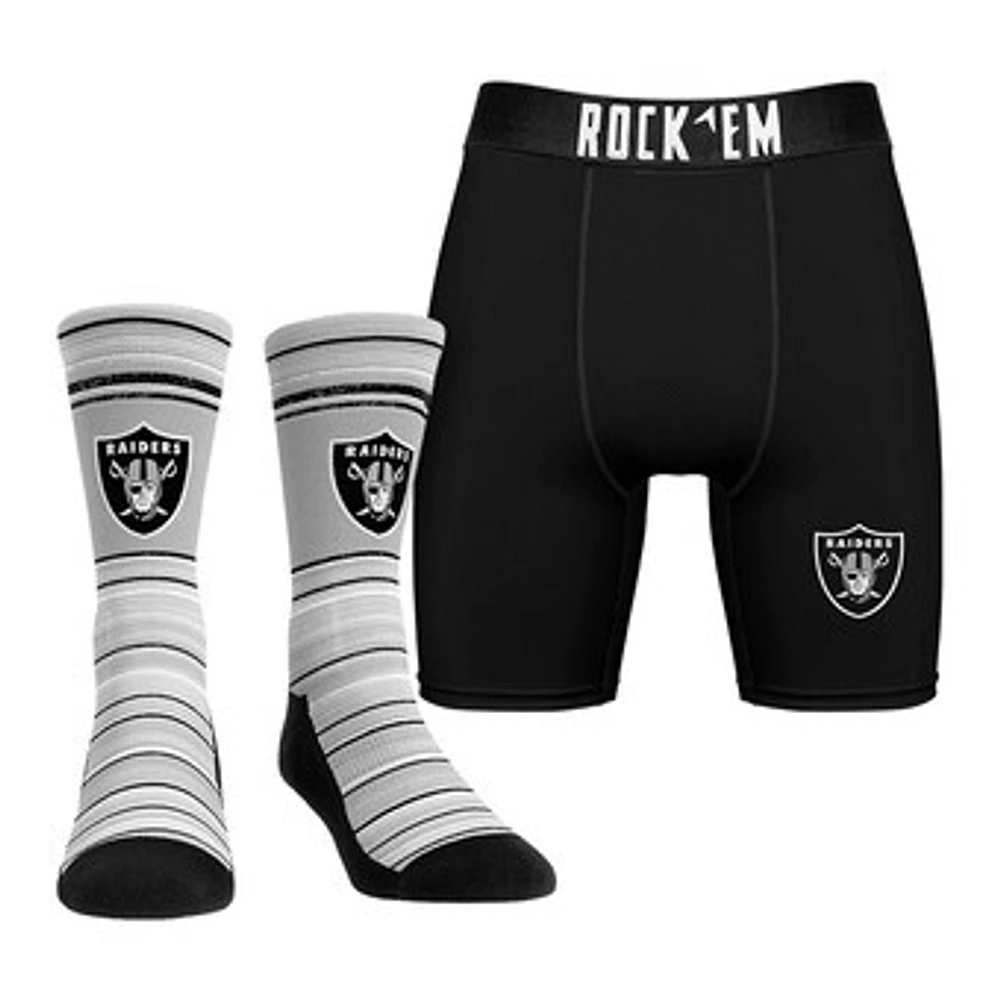 Men's Rock Em Socks Las Vegas Raiders Primary Crew & Boxer Briefs Combo Pack