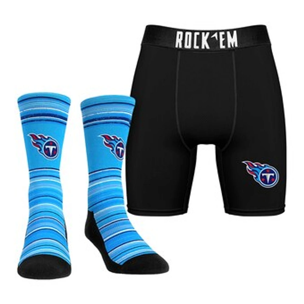 Men's Rock Em Socks Tennessee Titans Primary Crew & Boxer Briefs Combo Pack