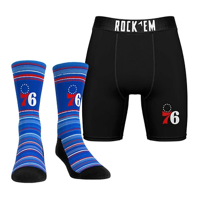 Men's Rock Em Socks Philadelphia 76ers Primary Crew & Boxer Briefs Combo Pack