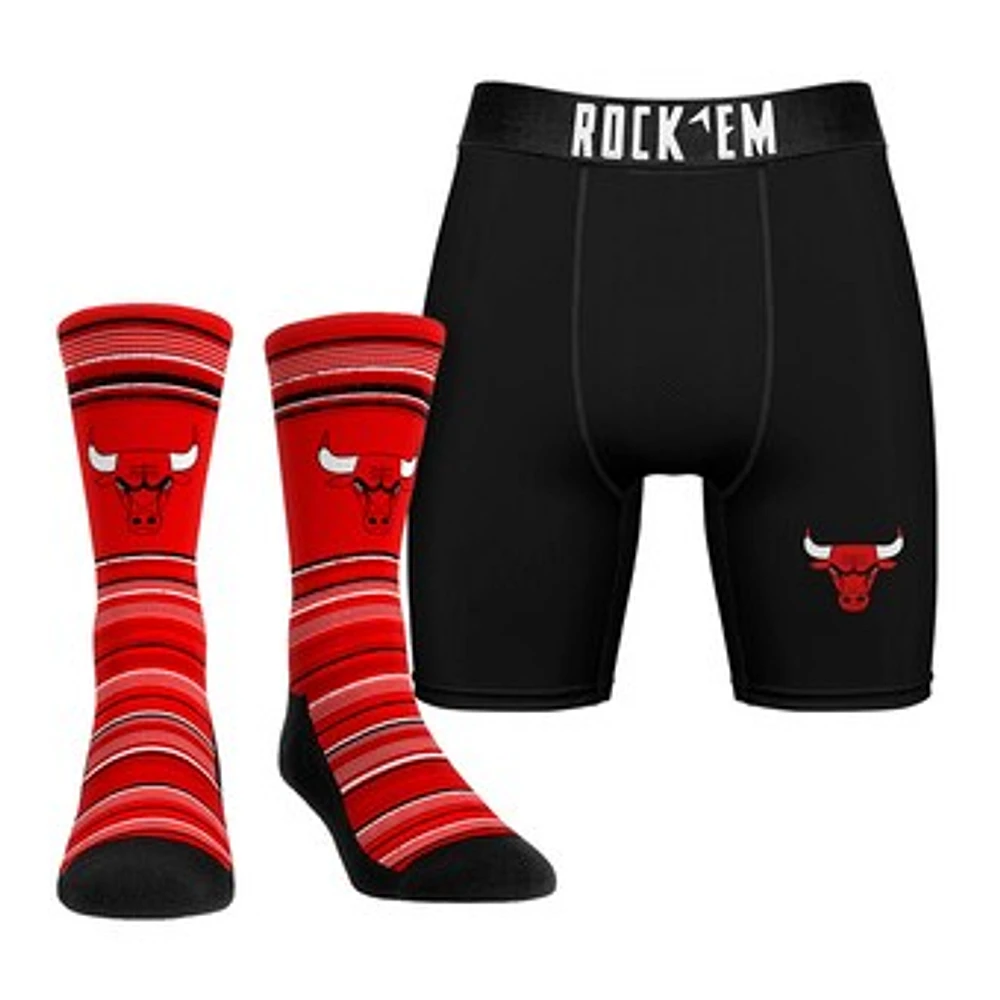 Men's Rock Em Socks Chicago Bulls Primary Crew & Boxer Briefs Combo Pack