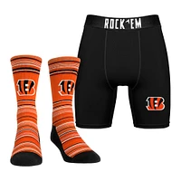 Men's Rock Em Socks Cincinnati Bengals Primary Crew & Boxer Briefs Combo Pack