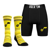 Men's Rock Em Socks Utah Jazz Primary Crew & Boxer Briefs Combo Pack