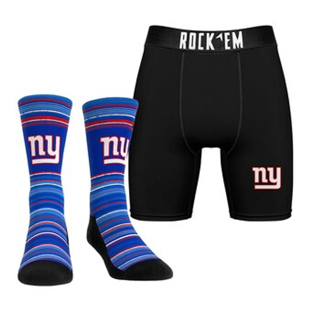 Men's Rock Em Socks New York Giants Primary Crew & Boxer Briefs Combo Pack