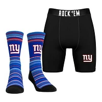 Men's Rock Em Socks New York Giants Primary Crew & Boxer Briefs Combo Pack