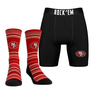 Men's Rock Em Socks San Francisco 49ers Primary Crew Socks & Boxer Briefs Combo Pack