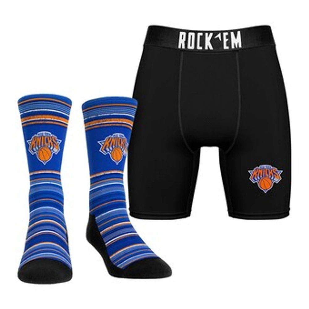 Men's Rock Em Socks New York Knicks Primary Crew & Boxer Briefs Combo Pack