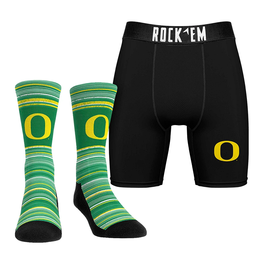 Men's Rock Em Socks Oregon Ducks Primary Crew & Boxer Briefs Combo Pack