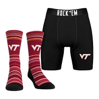 Men's Rock Em Socks Virginia Tech Hokies Primary Crew & Boxer Briefs Combo Pack