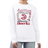 Women's G-III 4Her by Carl Banks White Atlanta Hawks Collage Team Graphic Fleece Pullover Sweatshirt