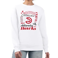 Women's G-III 4Her by Carl Banks White Atlanta Hawks Collage Team Graphic Fleece Pullover Sweatshirt