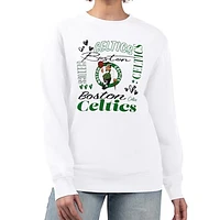 Women's G-III 4Her by Carl Banks White Boston Celtics Collage Team Graphic Fleece Pullover Sweatshirt